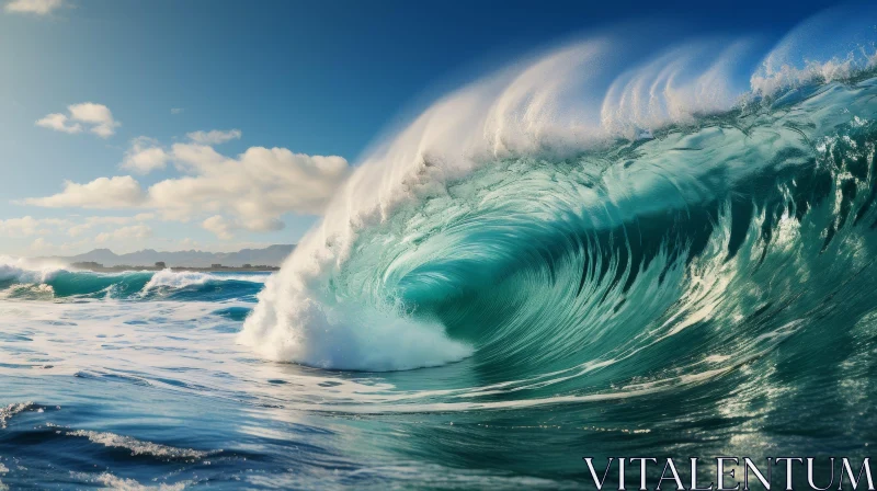 Majestic Wave in Ocean: Green & Blue Power AI Image