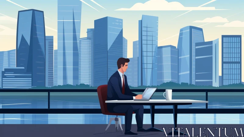 Modern Office Businessman Vector Illustration AI Image