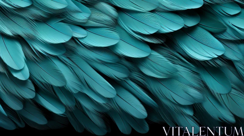 Teal Feathers Texture Background | Closeup Details AI Image