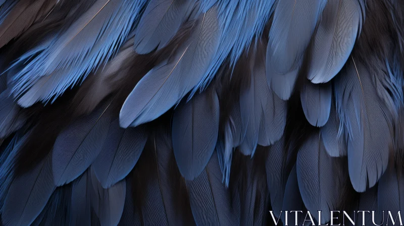 AI ART Blue and Black Bird Feathers Close-Up