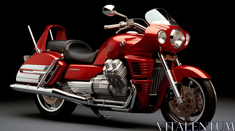 Captivating Red Motorcycle Artwork on Gray Concrete Floor AI Image