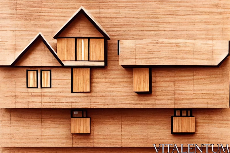 Captivating Wooden House with Eye-Catching Detail and Playful Designs AI Image
