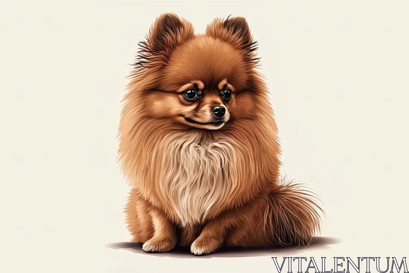Charming Pomeranian Dog Illustration in Photorealistic Style AI Image