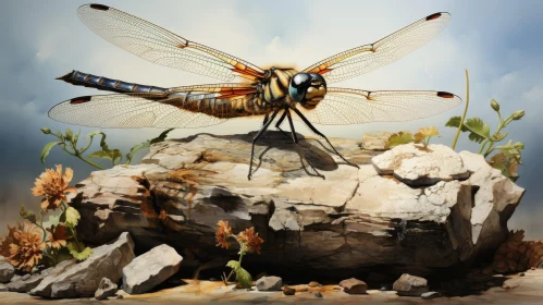 Dragonfly on Rock: Enchanting Nature Photography
