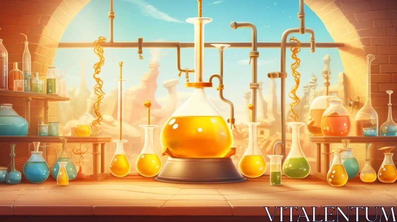 Enchanting Alchemist's Laboratory Illustration AI Image