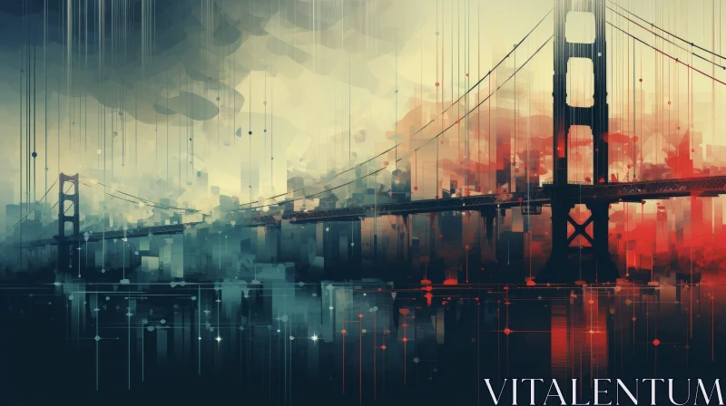 Golden Gate Bridge Painting - Abstract Cityscape Artwork AI Image
