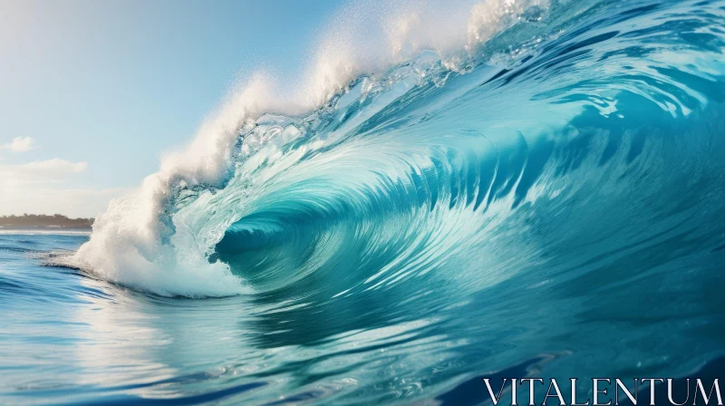 Powerful Ocean Wave Crashing Scene AI Image