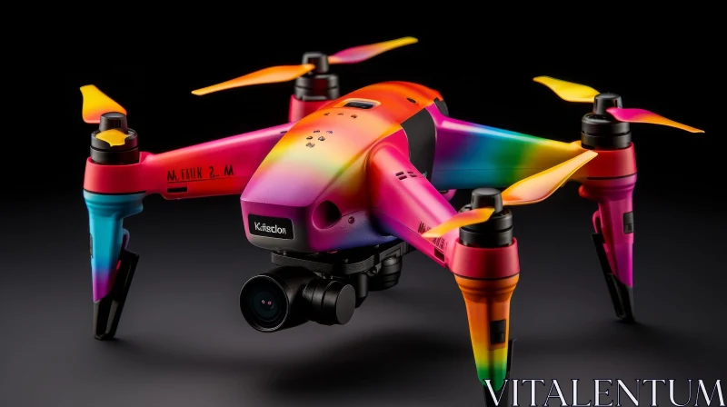 Rainbow-Colored Drone with High-Resolution Camera for Aerial Imagery AI Image