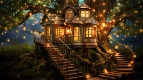 Enchanting Treehouse in a Forest - Nature's Tranquility
