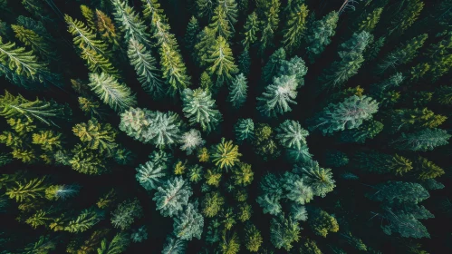 Enigmatic Coniferous Forest Aerial View