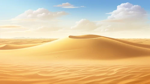 Golden Sand Dunes in Vast Desert Landscape