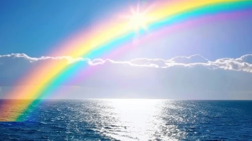 Rainbow Seascape: Calm Water and Bright Sun