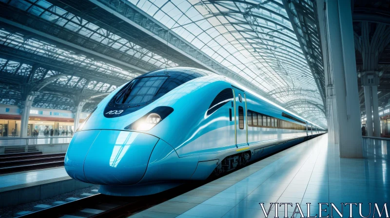 Sleek Modern High-Speed Train at Station AI Image