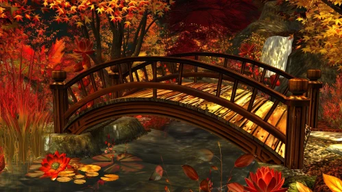 Tranquil Japanese Garden Bridge Landscape