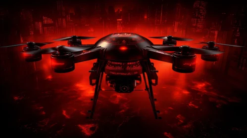Black and Red Drone in Post-Apocalyptic Cityscape