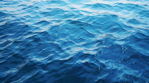 Blue Ocean Surface with Rippled Waves
