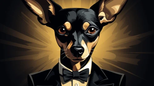 Chihuahua Dog in Tuxedo Digital Painting