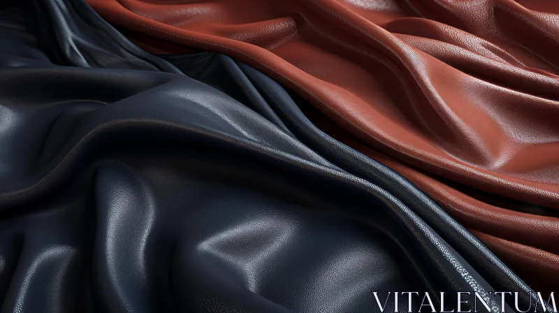 Luxurious Folded Fabric in Deep Blue and Rich Brown AI Image