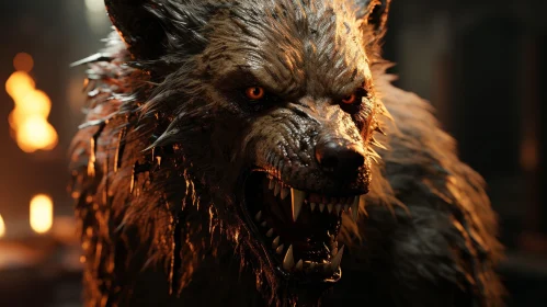 Menacing Werewolf Close-Up - Dark and Intense