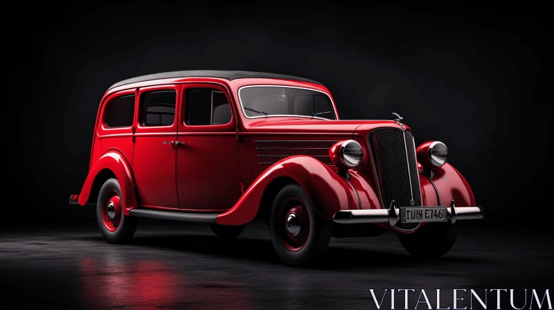 Captivating Red Vintage Car - Realistic Rendering | Viennese Secession AI Image