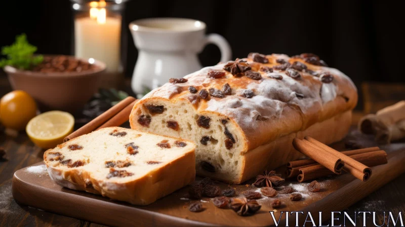 Delicious Freshly Baked Bread with Raisins and Spices AI Image