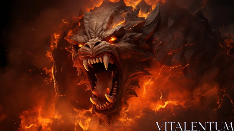 Fiery Fantasy Creature Digital Painting AI Image