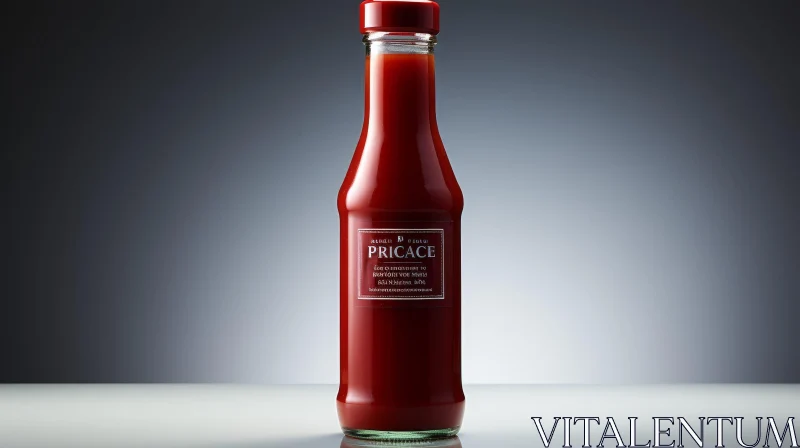 Glass Bottle of Ketchup - Red Cap - Pricace Label AI Image