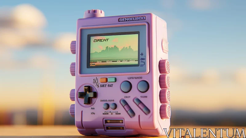 Handheld Video Game Console - City Skyline Display AI Image