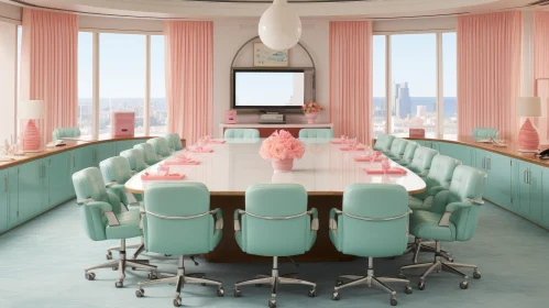 Modern Office Conference Room in Pastel Colors