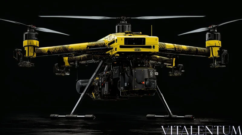Professional Hexacopter Drone with Camera in Dark Space AI Image