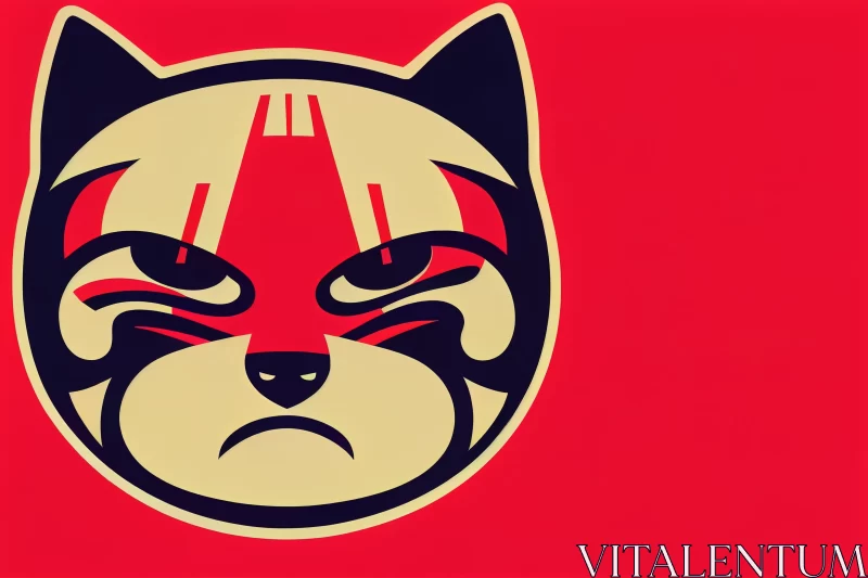 Captivating Illustration of Dog Wearing Mask on Red | Mischievous Feline Motif AI Image