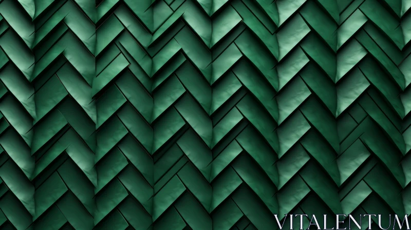 Green Metallic Chevron Pattern Surface AI Image