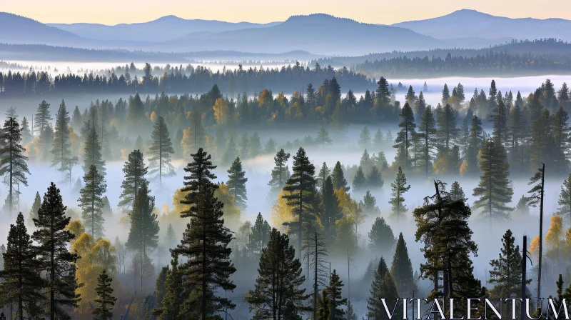 Majestic Forest Landscape: Aerial View of Morning Glory AI Image
