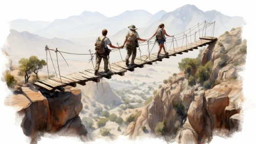 Mountain Canyon Bridge Painting