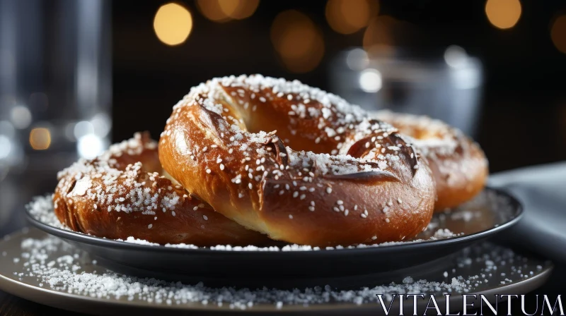 AI ART Delicious Dark Brown Pretzels on Plate - Food Photography
