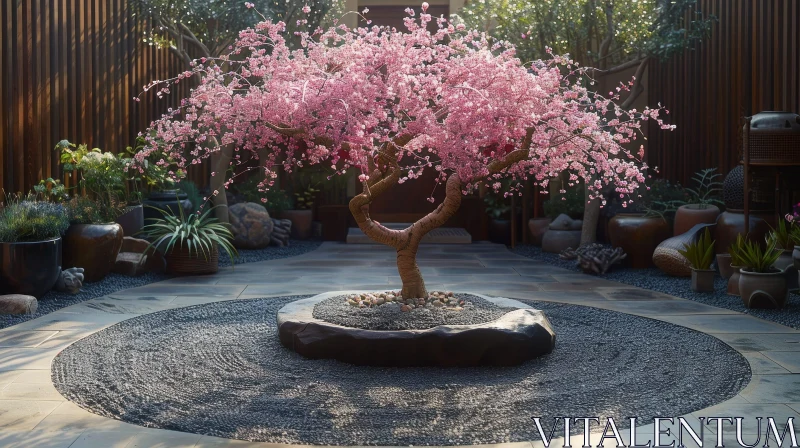 AI ART Exquisite Bonsai Tree in Japanese Garden