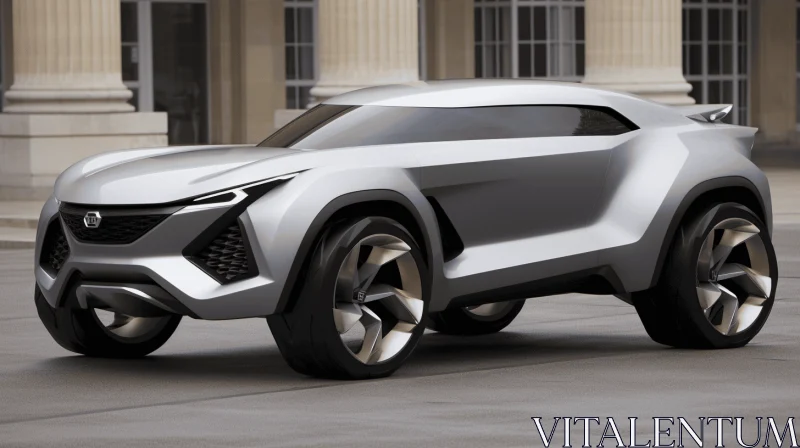 Futuristic Silver SUV Concept in Dynamic Composition AI Image
