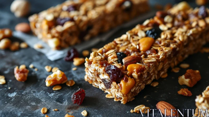 Homemade Granola Bar - Nutritious Snack Close-Up AI Image