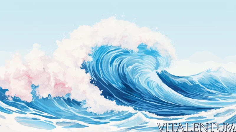 Powerful Crashing Wave Digital Painting AI Image