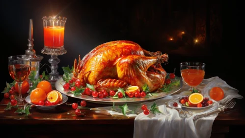 Thanksgiving Dinner Table Scene