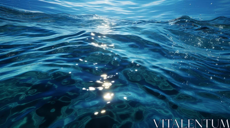 AI ART Tranquil Blue Ocean Surface - Sunlit Serenity