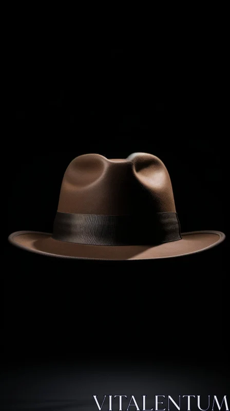 Brown Fedora Hat on Black Background - Fashion Photography AI Image