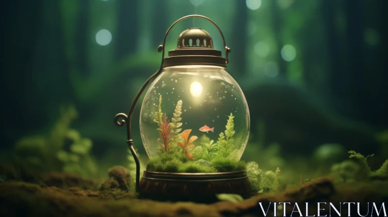 Enchanting Forest Fishbowl Scene AI Image