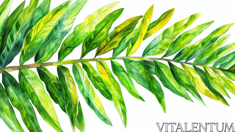 Realistic Watercolor Painting of Tropical Leaf AI Image