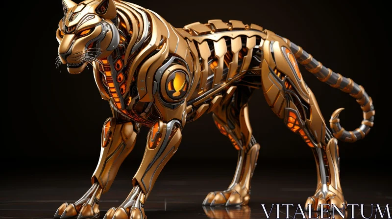 Robotic Tiger Digital Art AI Image