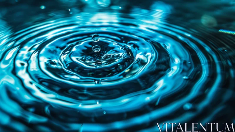 Serene Water Drop Ripples Close-up AI Image