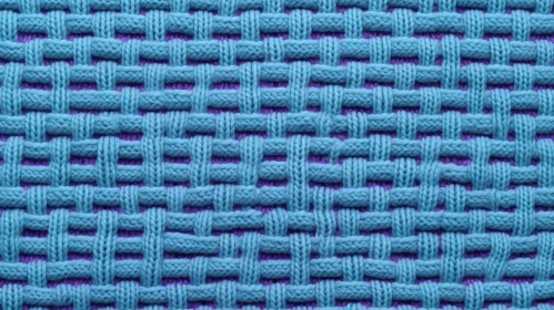 Blue Knitted Fabric Basketweave Pattern