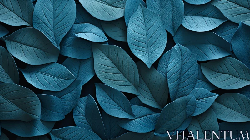 AI ART Blue Leaves Close-Up with Velvety Texture