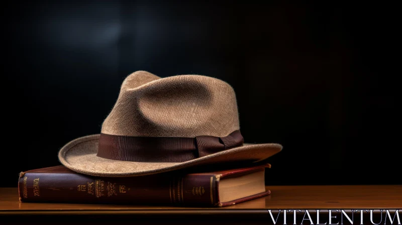 Brown Fedora Hat on Book Photo AI Image