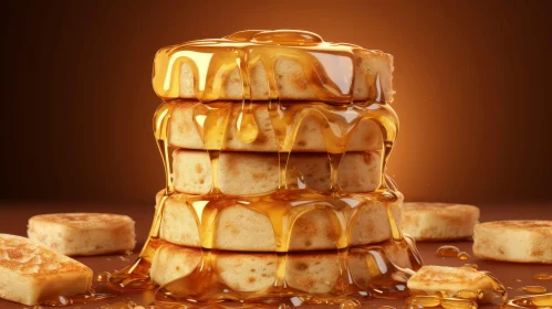 Delicious Stack of Pancakes with Honey